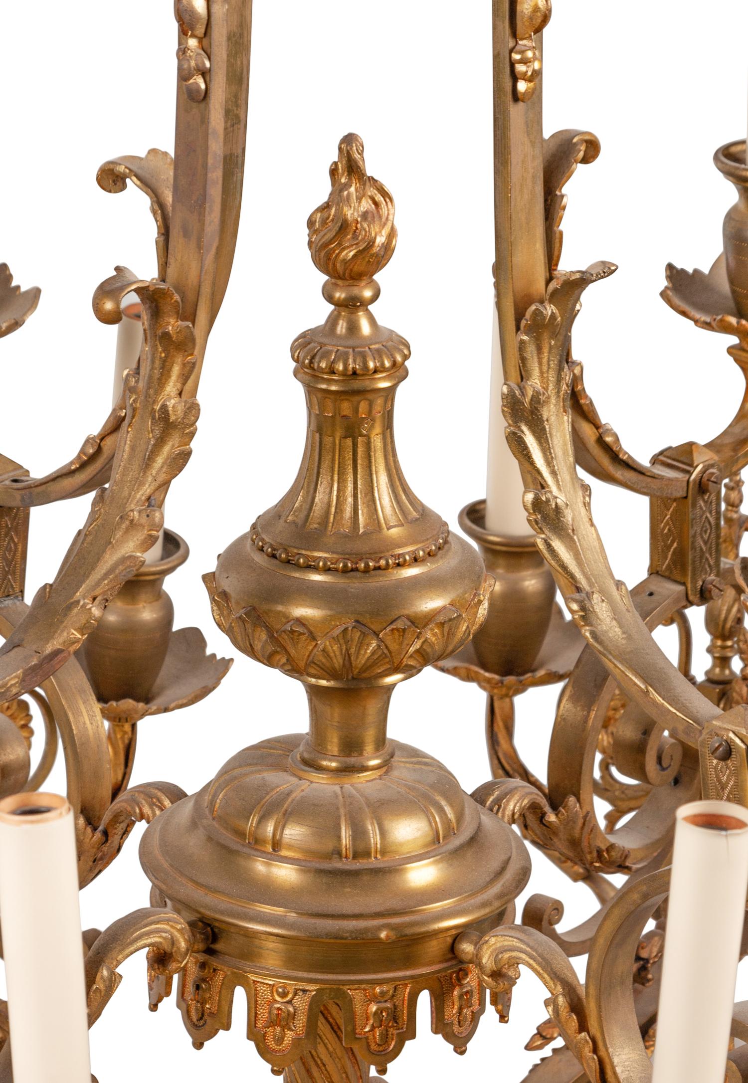 A Louis XV Style Gilt Bronze Sixteen-Light Chandelier
