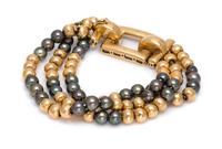 A Yellow Gold and Cultured Tahitian Pearl Bracelet, 40.30 dwts.