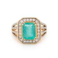 Emerald, Diamond, and Yellow Gold Ring