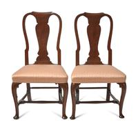 A Pair of George II Walnut Side Chairs