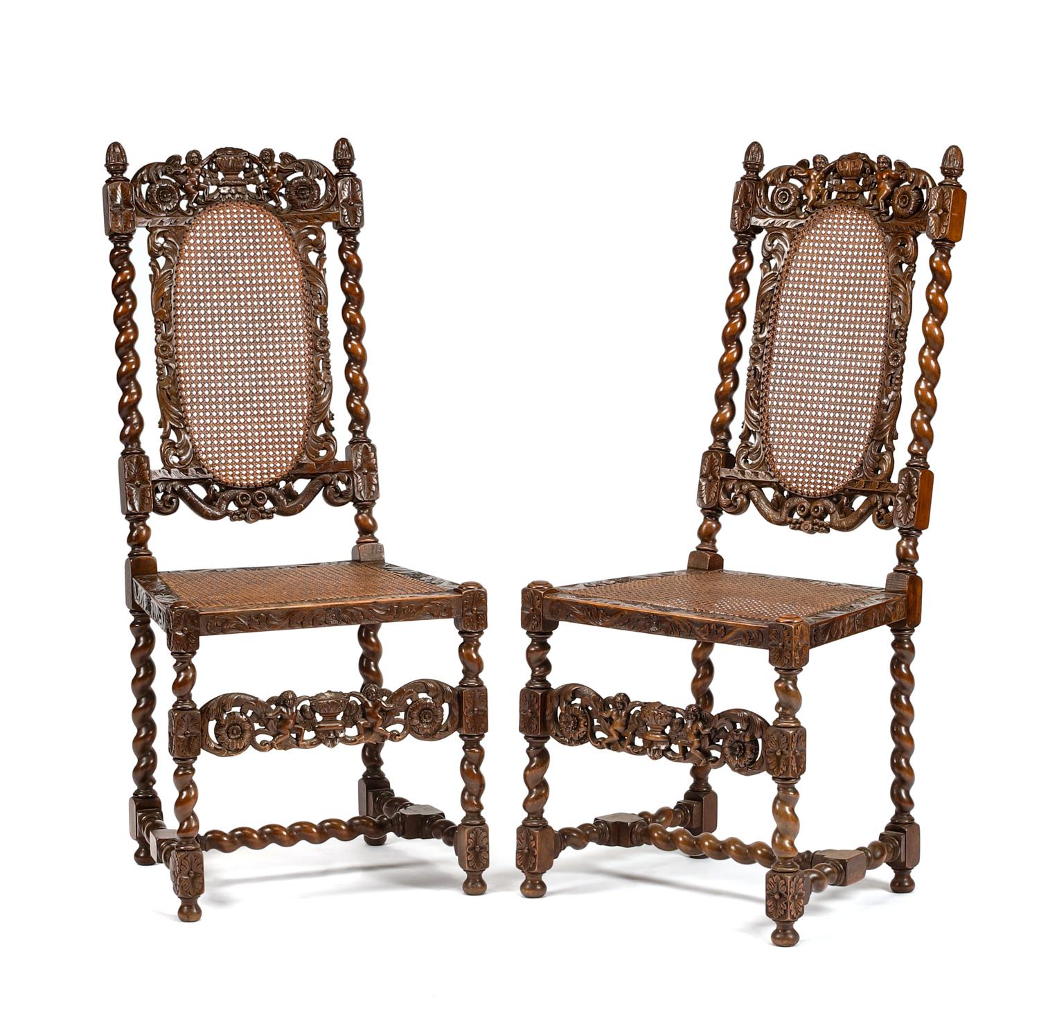 A Set of Six Renaissance Revival Dining Chairs Height 46 1/2 inches. — 19TH CENTURY