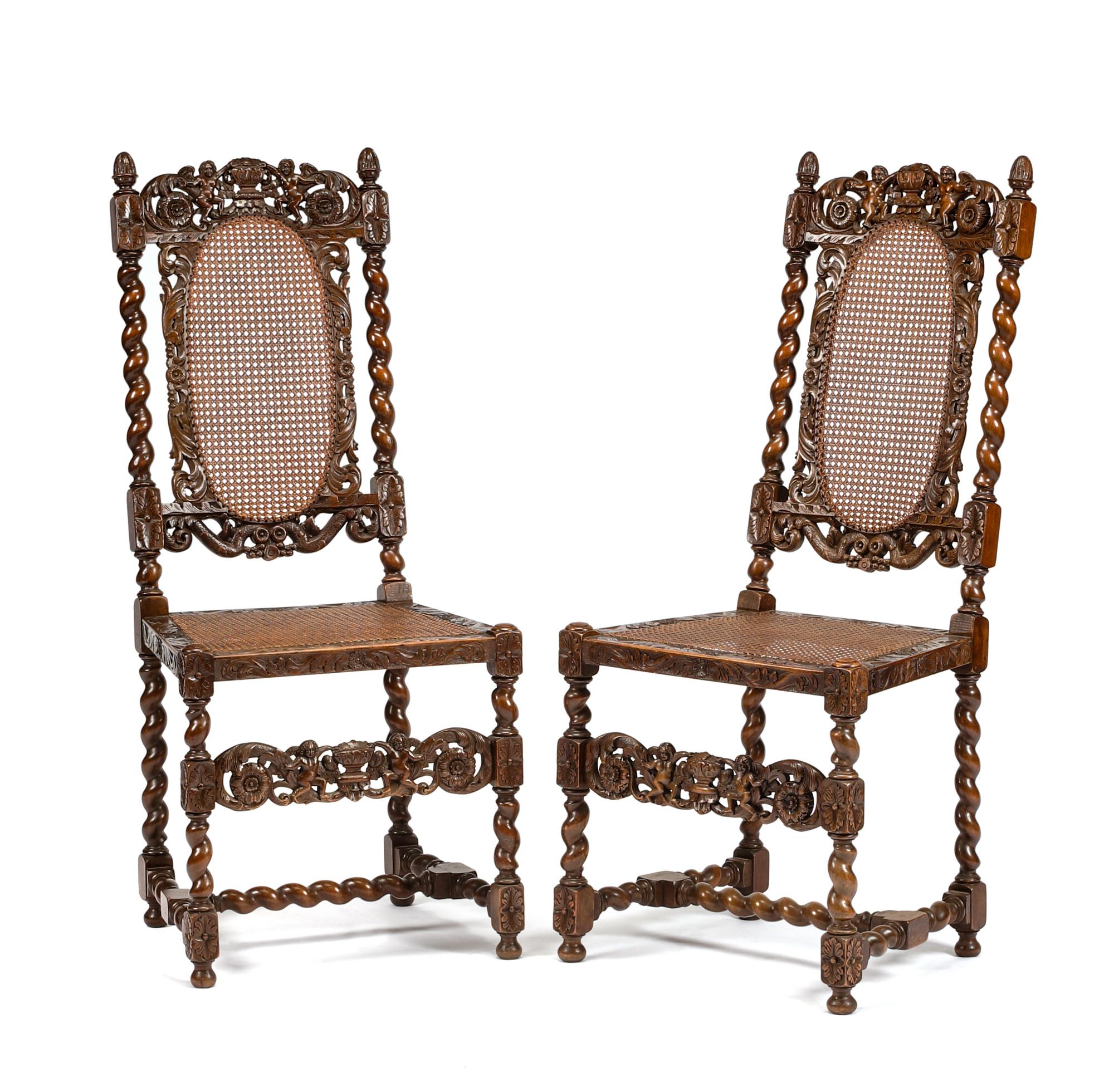 A Set of Six Renaissance Revival Dining Chairs Height 46 1/2 inches. — 19TH CENTURY