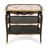 A Louis XV Style Black Lacquer and Gilt Bronze Mounted Table