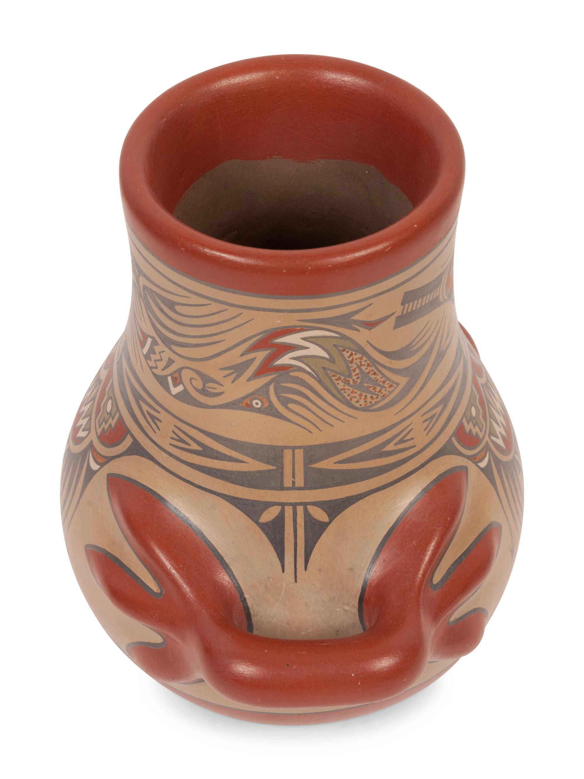 Polychrome Handled Pottery Vase