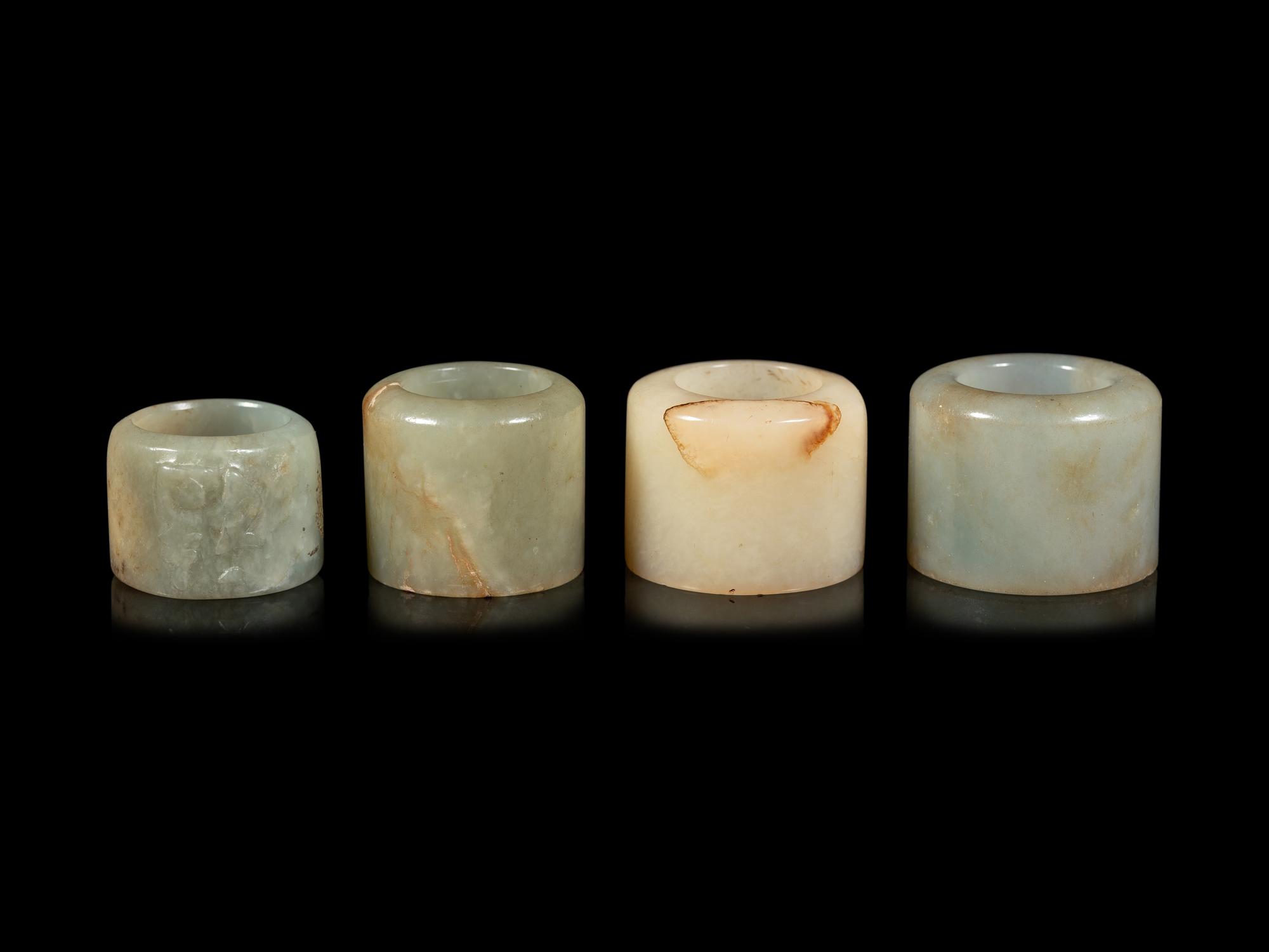 Four Celadon Jade Archer's Rings