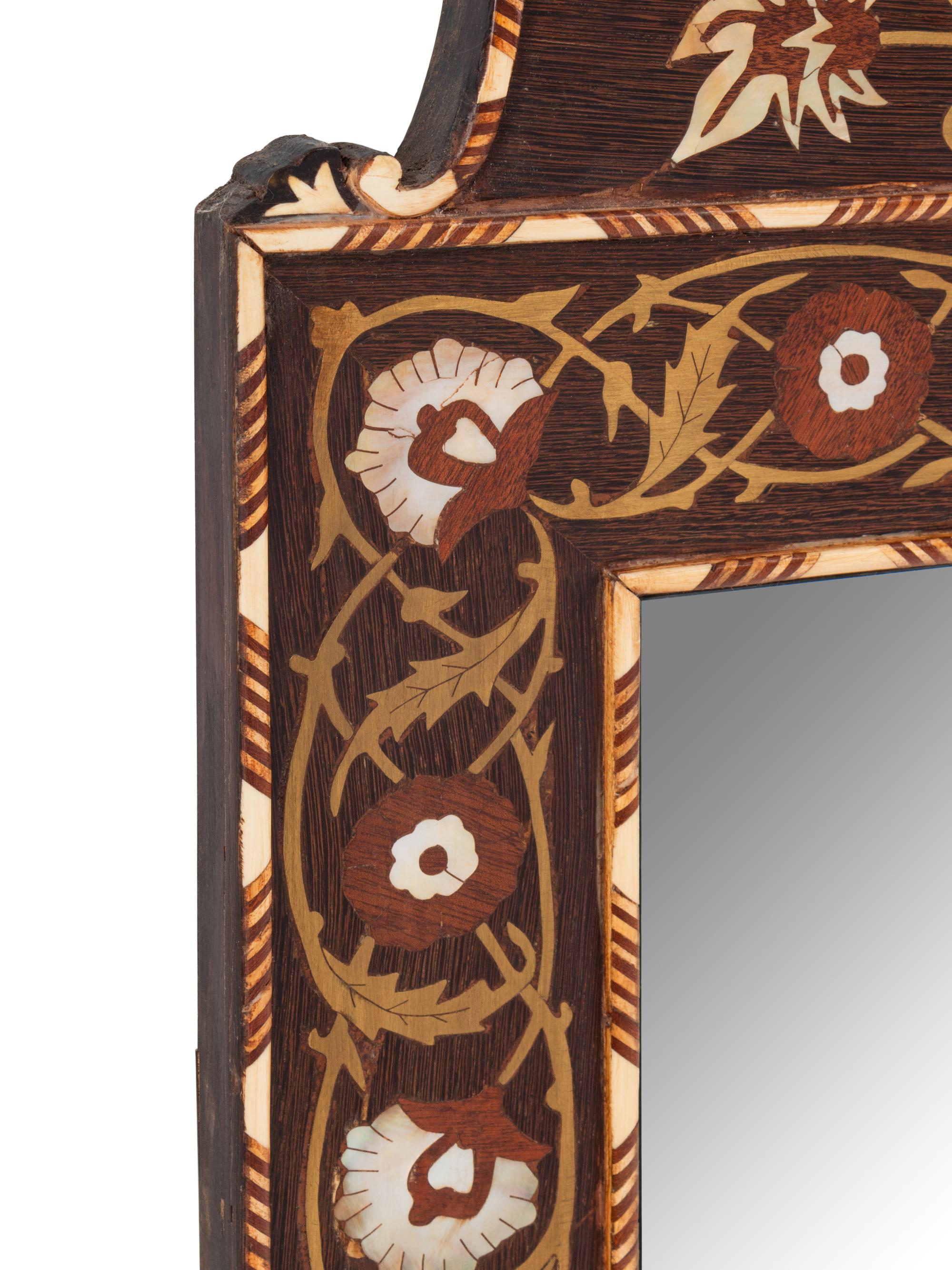 A Pair of Middle Eastern Mother-of-Pearl and Marquetry Mirrors