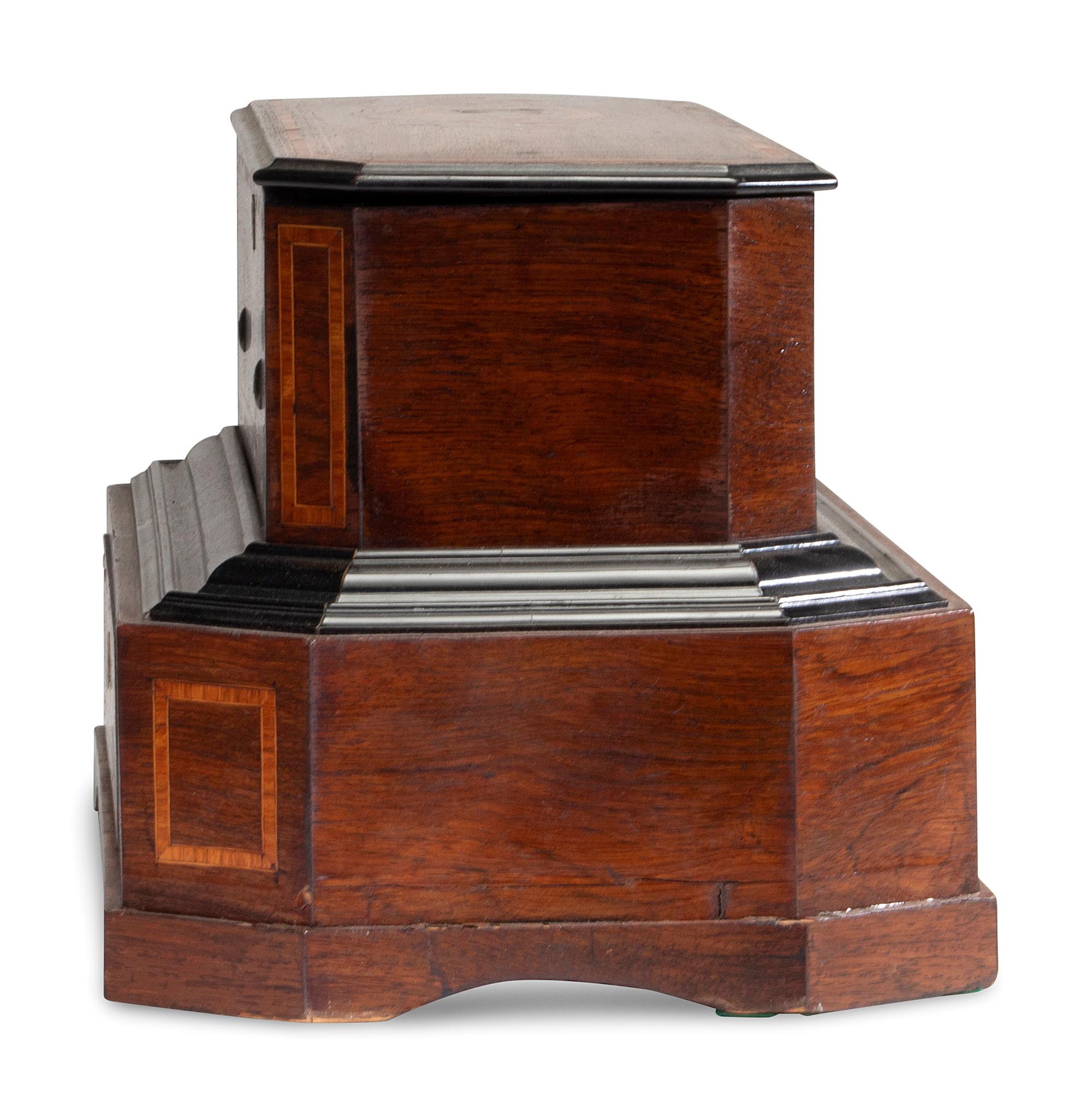 A Swiss Inlaid Mahogany Three-Cylinder Music Box