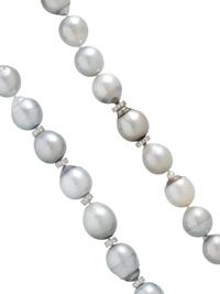 GRAY CULTURED PEARL AND DIAMOND NECKLACE