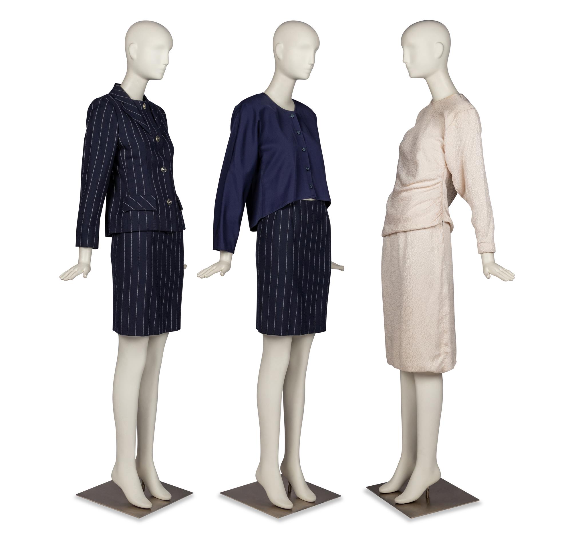 A Collection of American Fashion: Bill Blass Suit, Oscar de la Renta Set, and Geoffrey Beene Jacket, 1980-90s