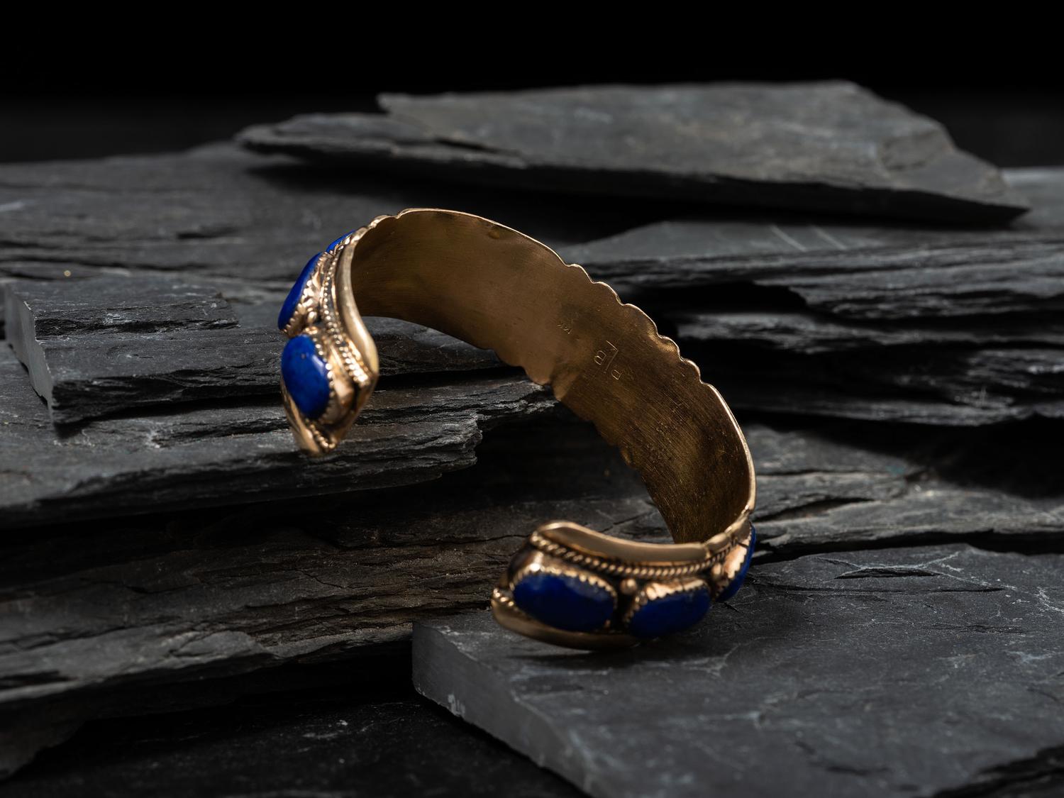 14K Gold and Lapis Cuff Bracelet