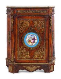 A Napoleon III Style Gilt Bronze and Porcelain Mounted Cabinet