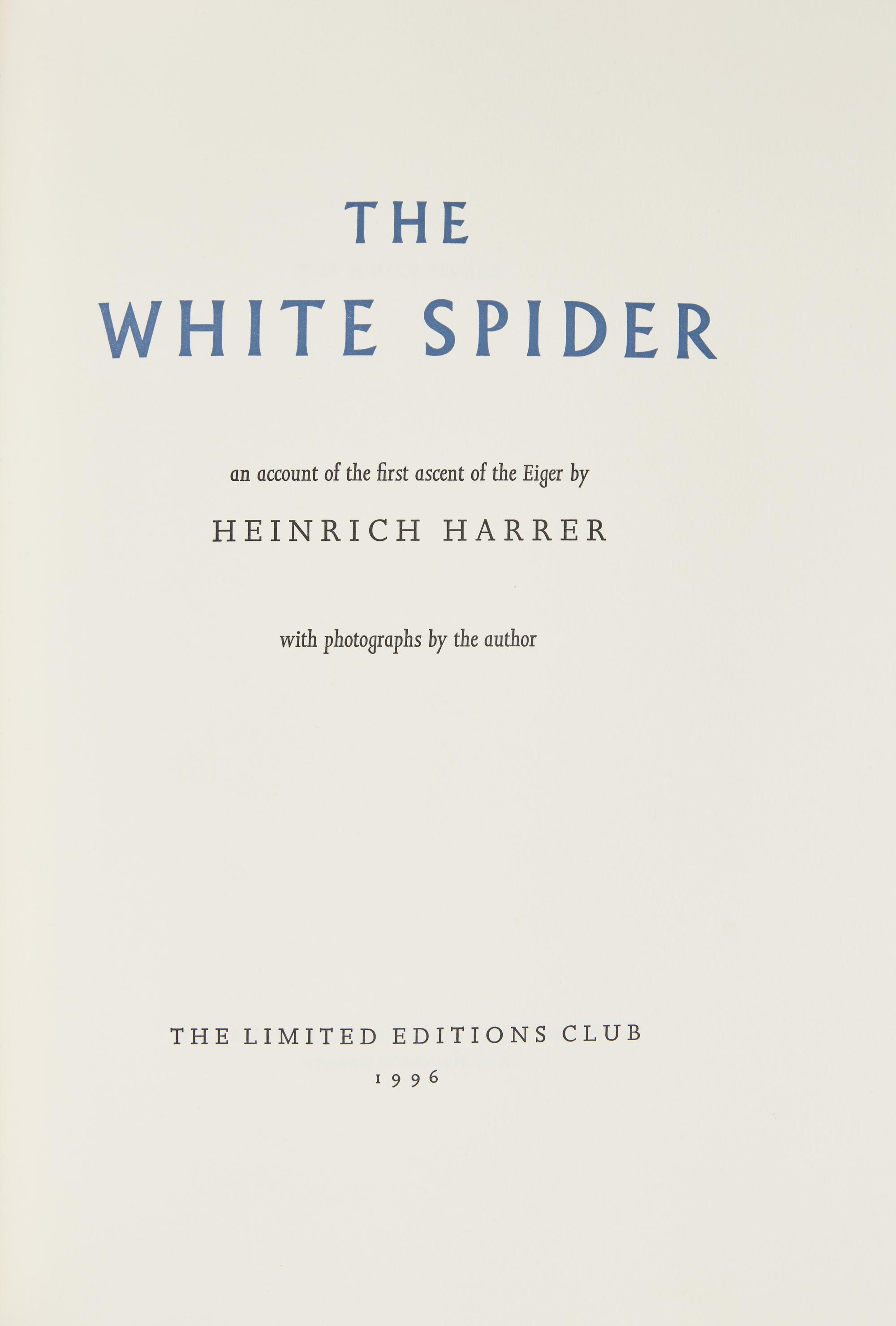 [Private Press] [Limited Editions Club] Harrer, Heinrich. The White Spider