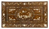 A Continental Brass, Bone and Mother-of-Pearl Inlaid Table Height 30 1/4 x width 51 5/8 x depth 28 1/4 inches. — PROBABLY NORTHERN ITALIAN, 19TH CENTURY