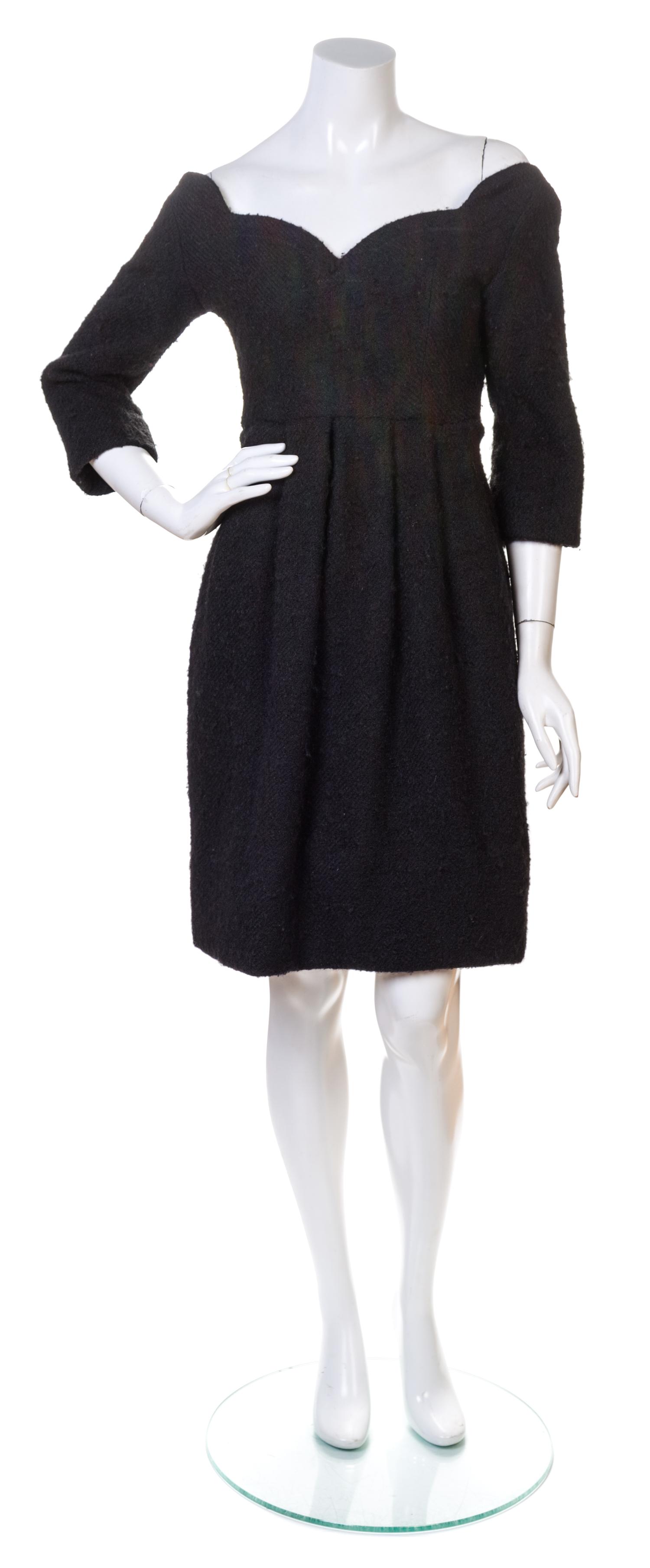 A Christian Dior Black Wool Dress, No size.