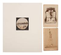 [EARLY PHOTOGRAPHY]. 3 photographs of US landmarks, incl. Liberty Bell & Statue of Liberty.