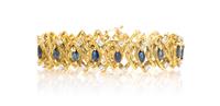 An 18 Karat Yellow Gold, Sapphire and Diamond Bracelet, 38.60 dwts.