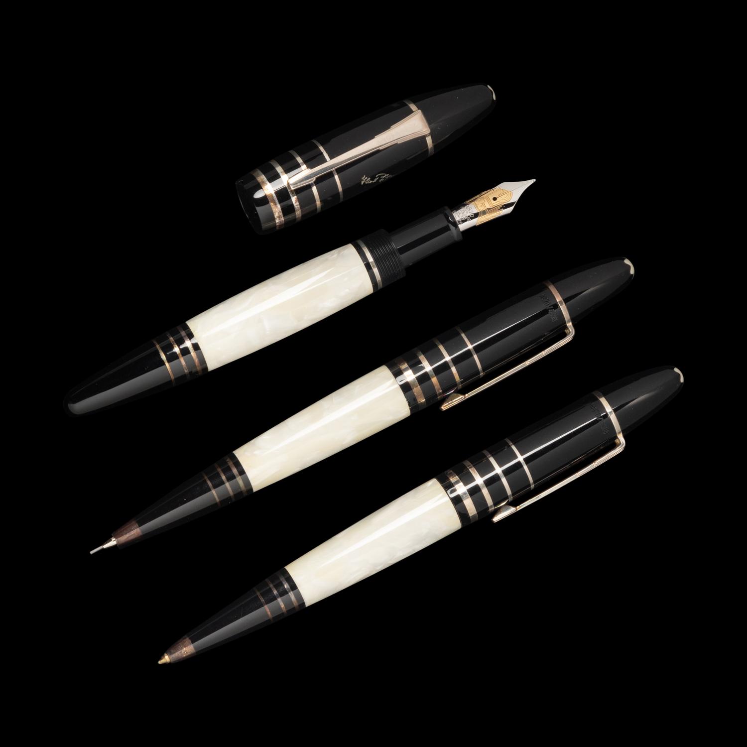 A Montblanc Limited Edition F. Scott Fitzgerald Fountain Pen, Rollerball Pen and Mechanical Pencil Set