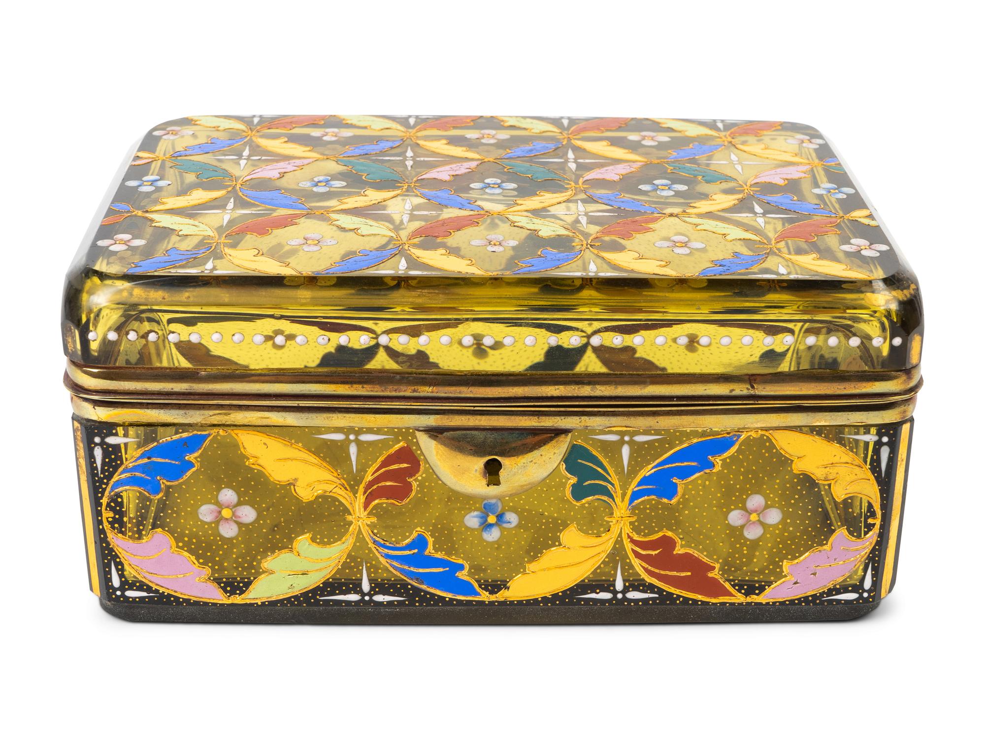 A Continental Enameled Glass Box — EARLY 20TH CENTURY