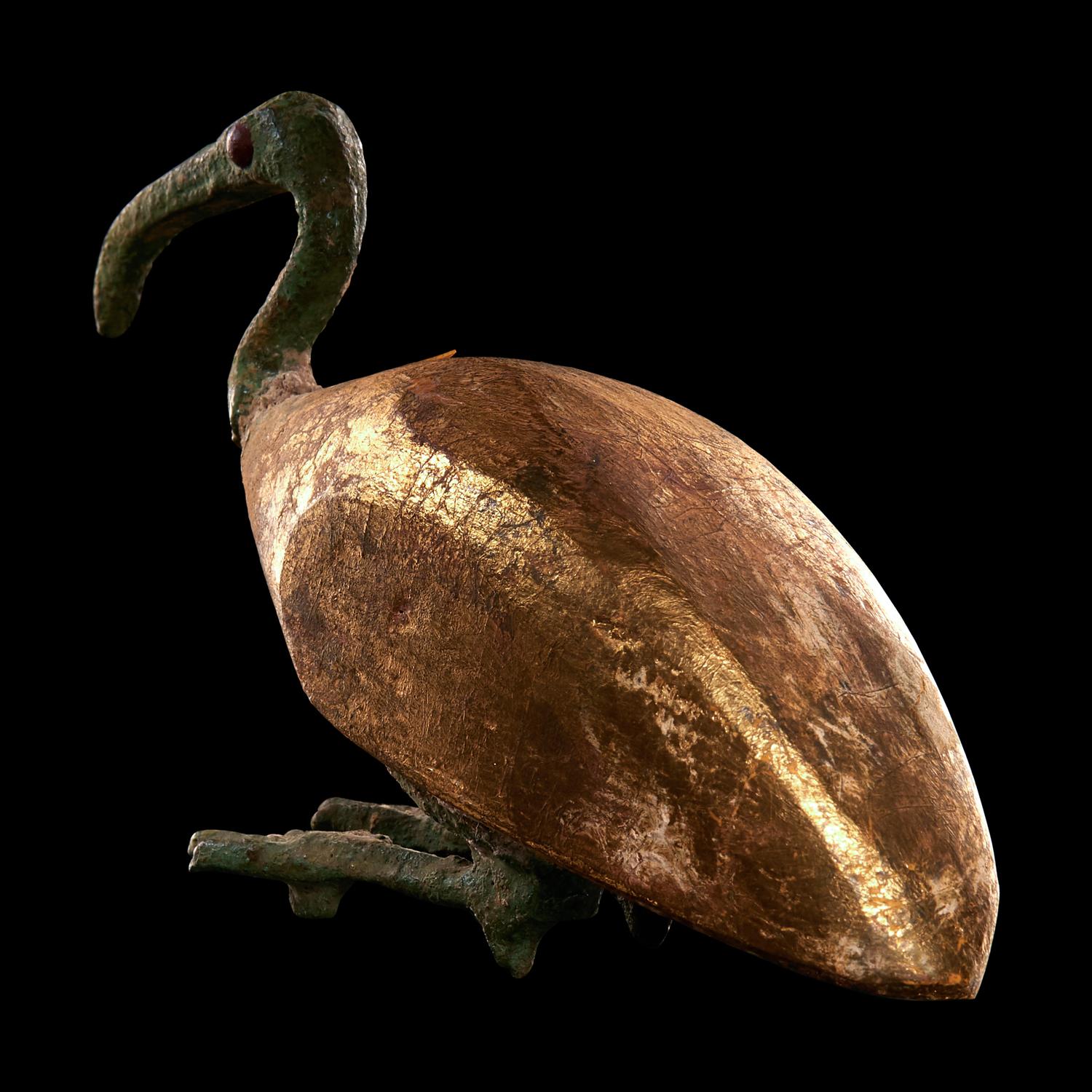 An Egyptian Gilt Wood and Bronze Ibis