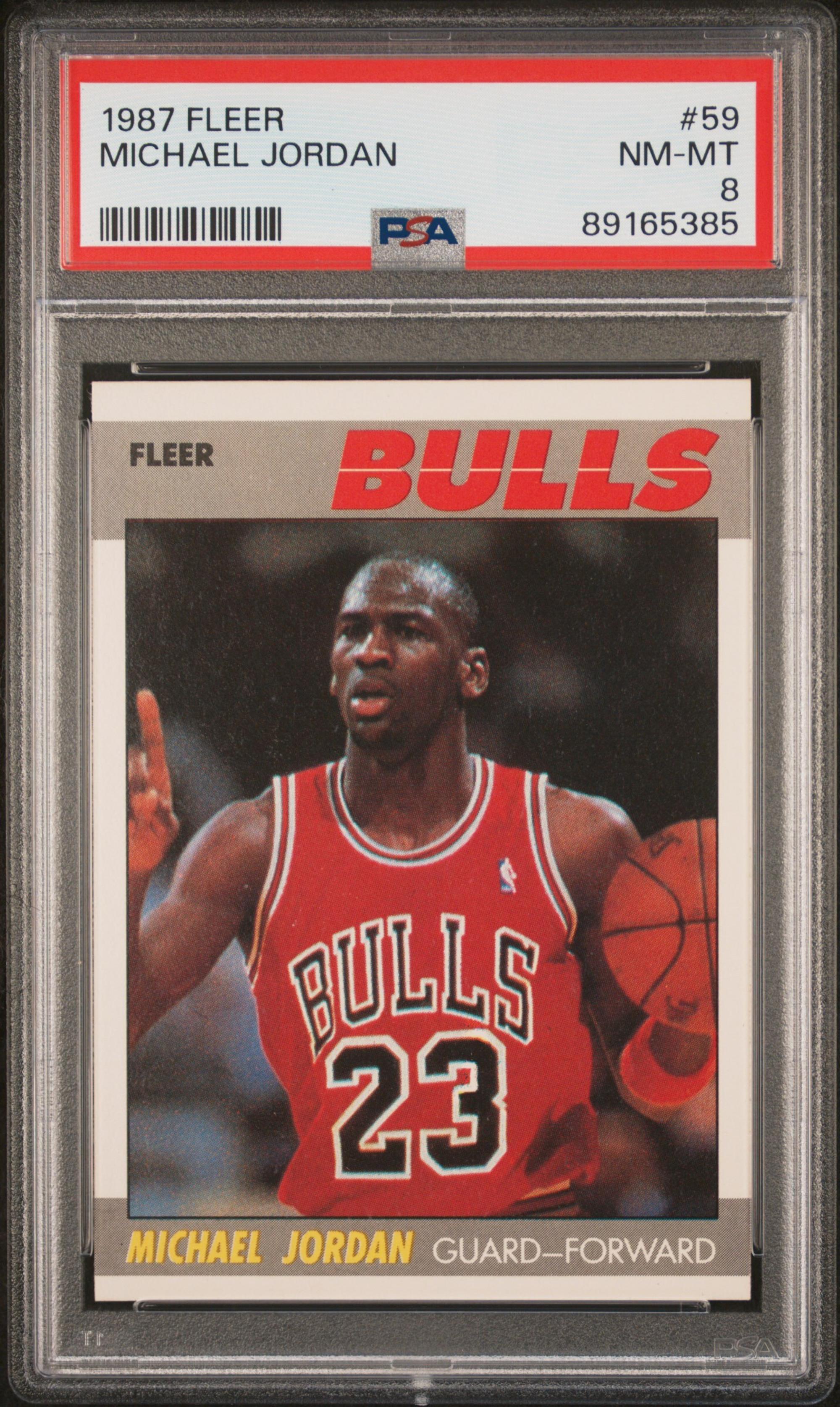 A 1987 Fleer Michael Jordan Basketball Card No. 59 (PSA 8 NM-MT)