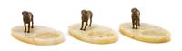 Three Bronze and Marble Mastiff Ash Receivers Width 9 3/4 inches.