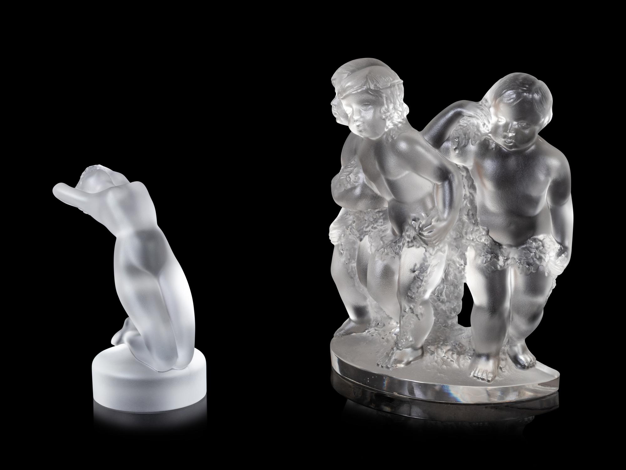 A Lalique Luxembourg Sculpture and a Lalique Chrysis Figure