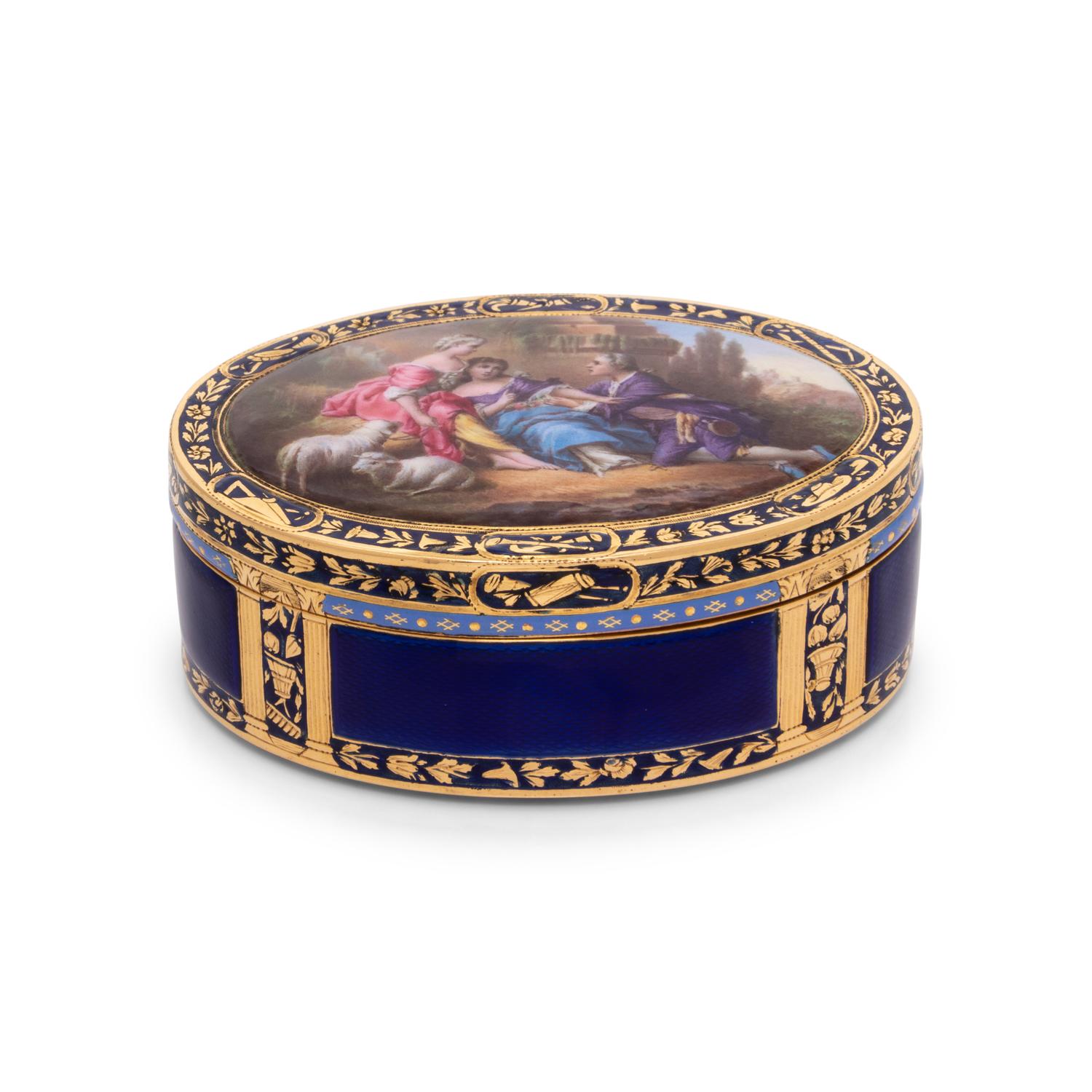 A Louis XVI Gold and Enamel Snuff Box