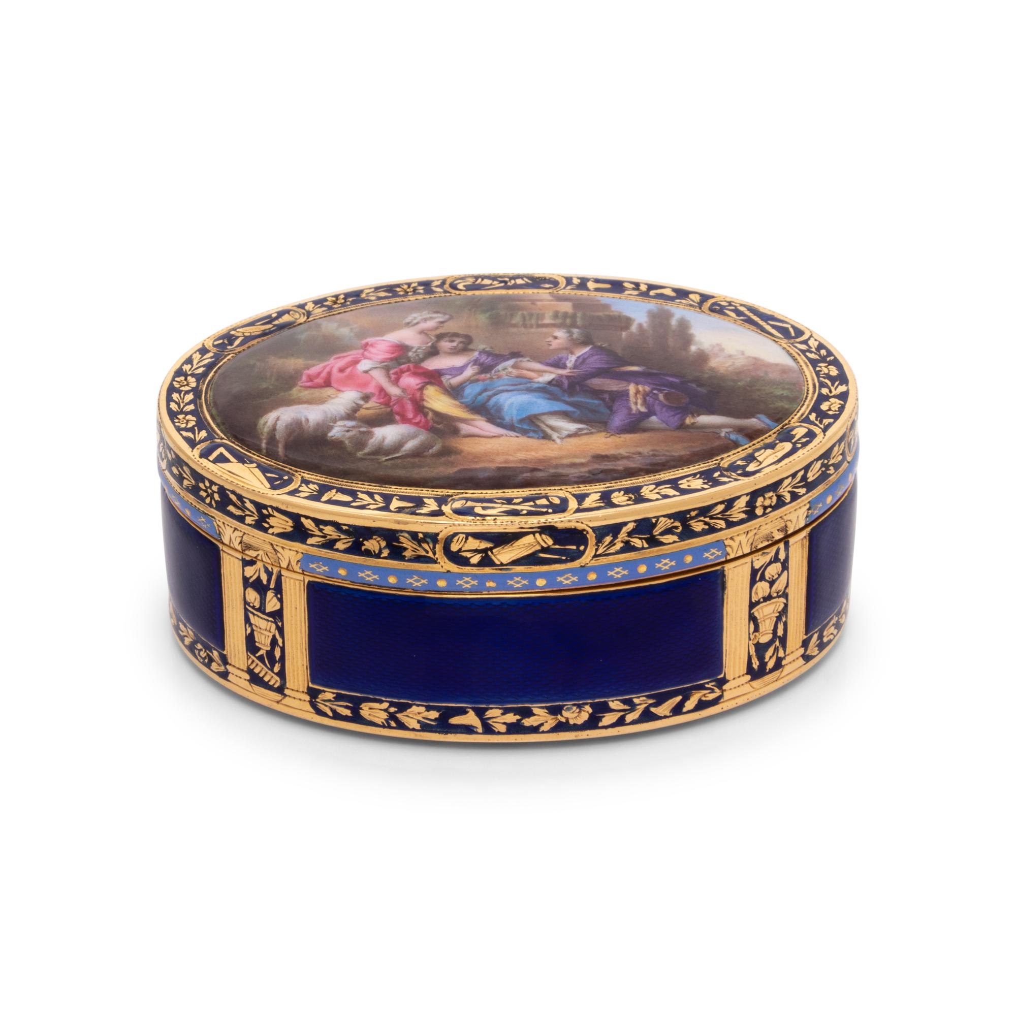 A Louis XVI Gold and Enamel Snuff Box
