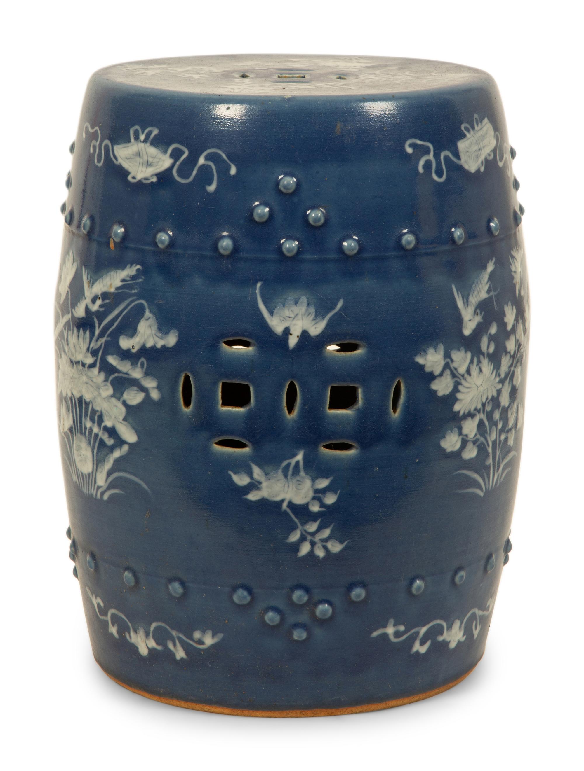 A Chinese Blue Glazed Garden Stool