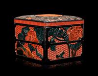A Chinese Carved Lacquer Square Box and Cover