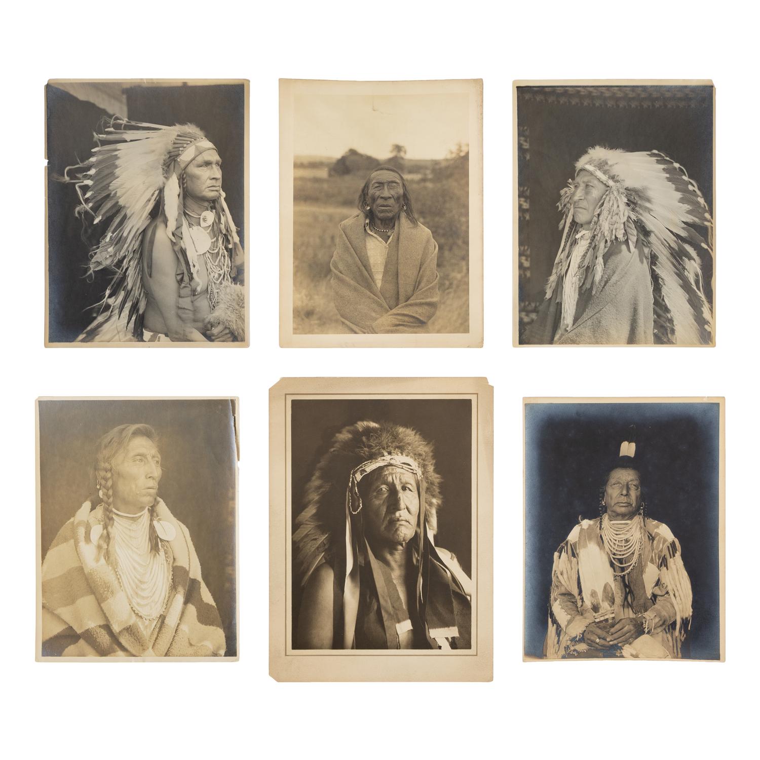 [Native Americana]. A group of 6 photos of Native American subjects by J.K. Dixon and Richard Throssel.