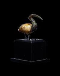 An Egyptian Bronze and Alabaster Ibis