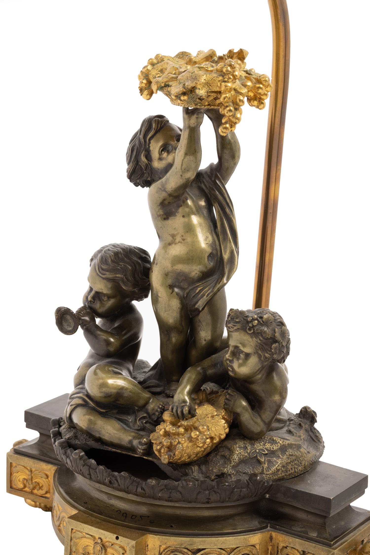 A French Bronze Figural Group Mounted as a Lamp