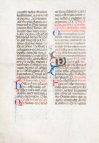 (ILLUMINATED MANUSCRIPT) One illuminated manuscript leaf. 15th century.