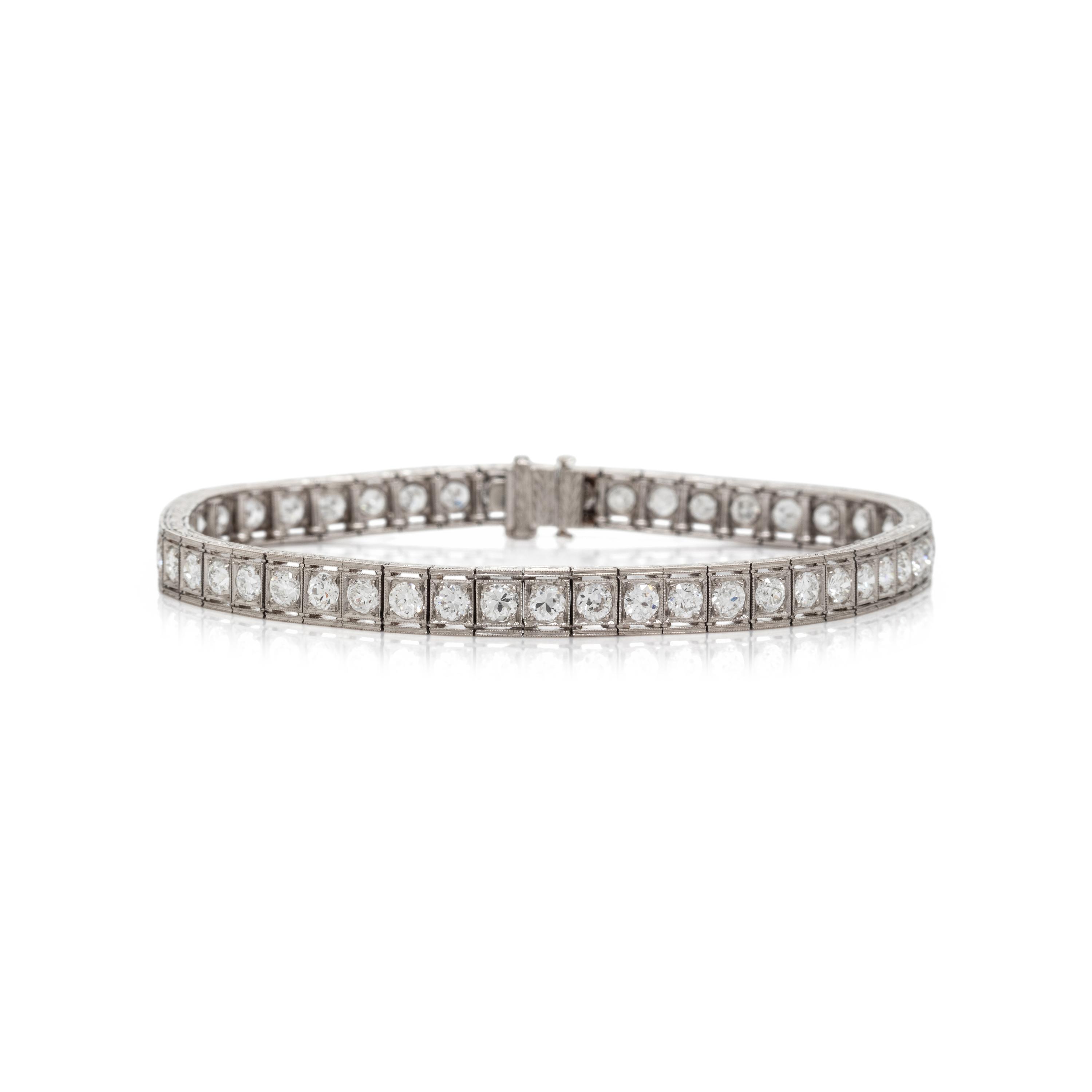ART DECO, PLATINUM AND DIAMOND LINE BRACELET