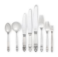 A Georg Jensen Acorn Silver Flatware Service