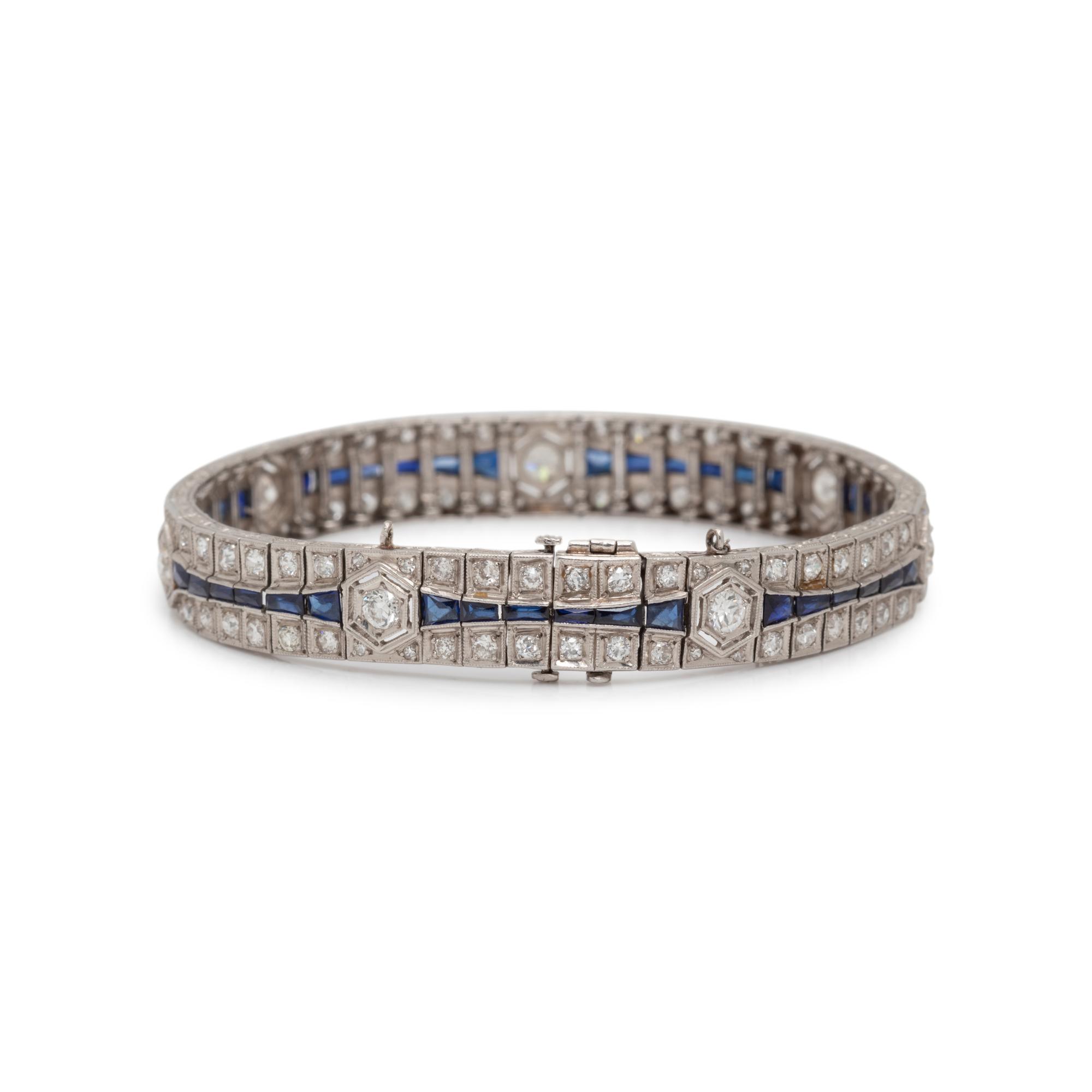 ART DECO, DIAMOND AND SYNTHETIC SAPPHIRE BRACELET