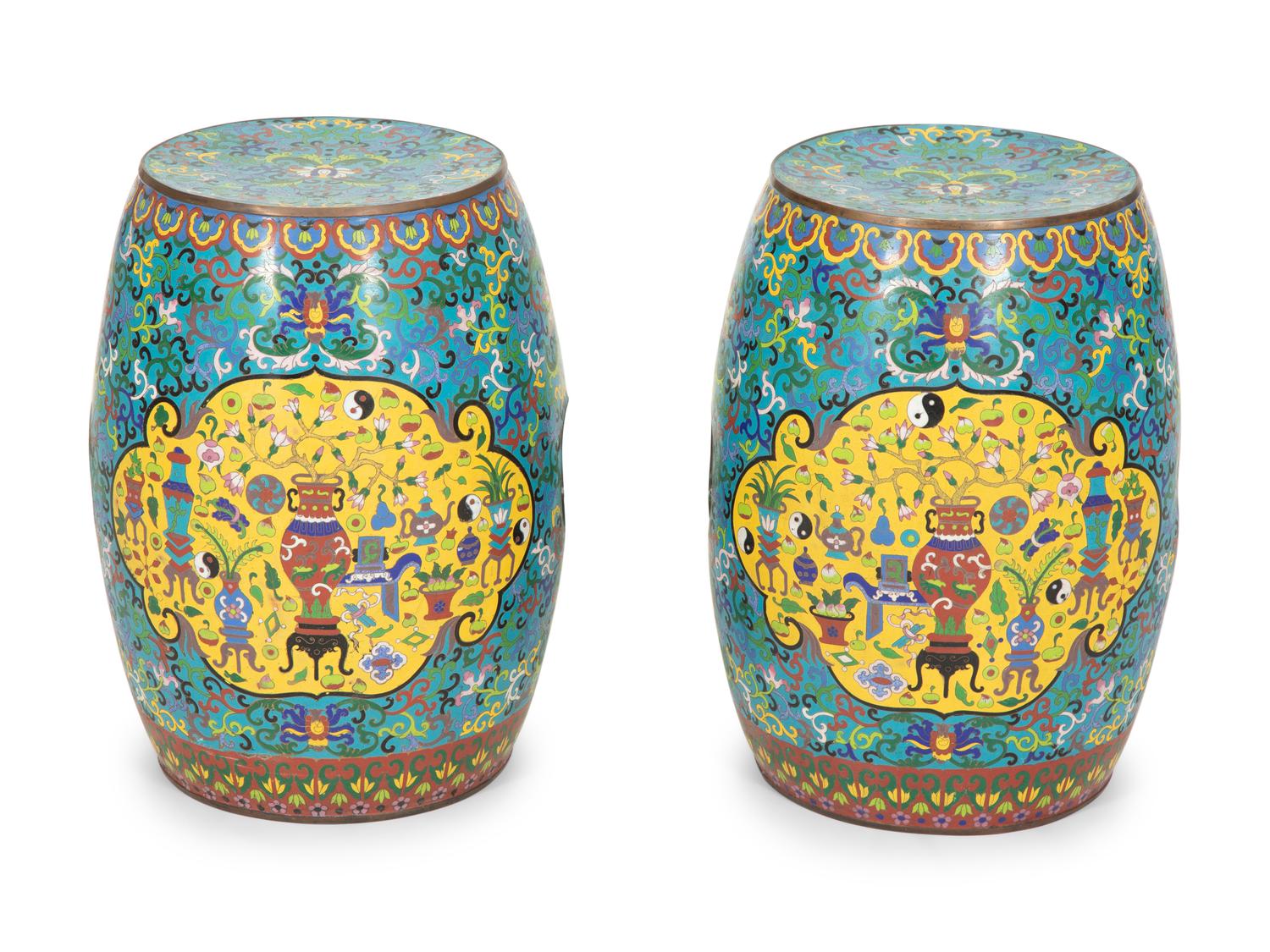 A Pair of Chinese Cloisonné Garden Seats