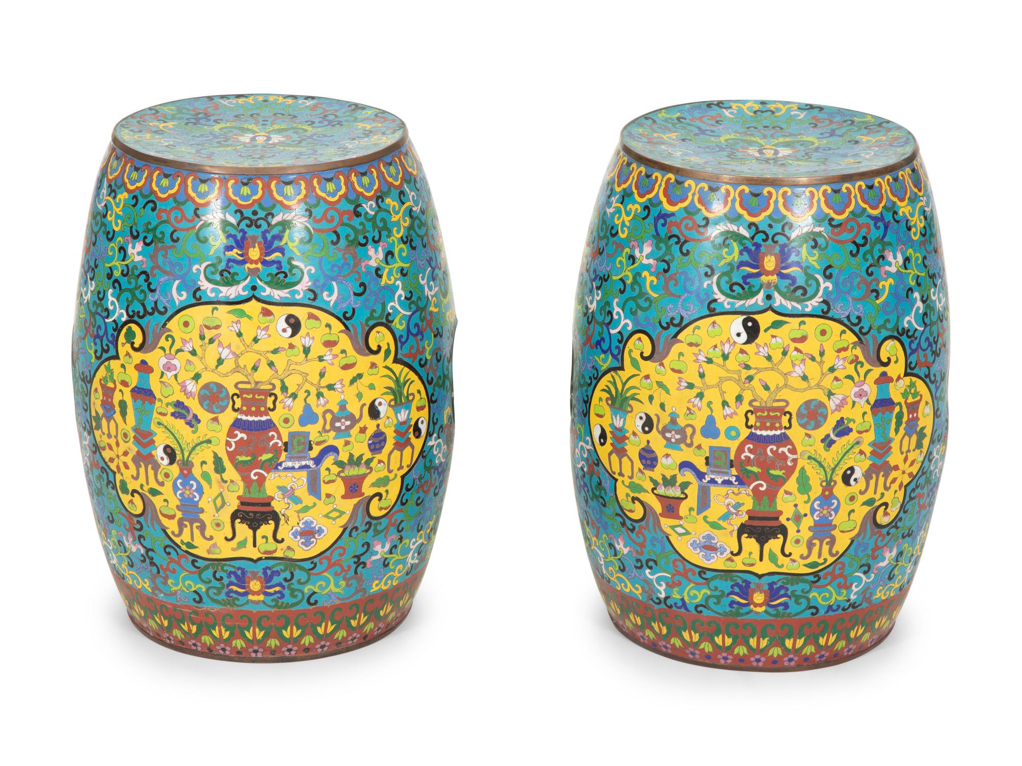 A Pair of Chinese Cloisonné Garden Seats
