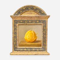 Robert Kulicke (American, 1924–2007) Half-Peeled Orange on Light Grey-Tan Background