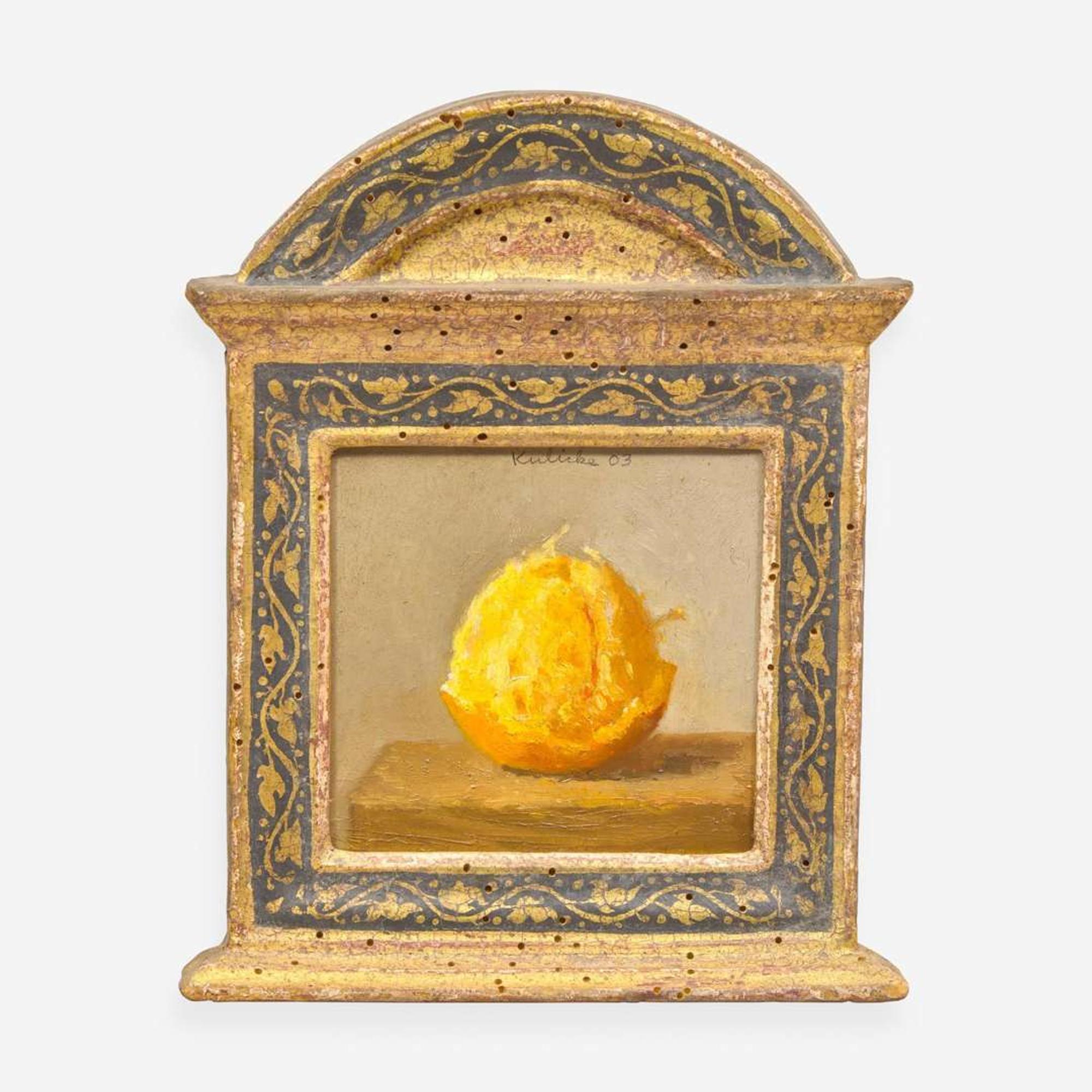Robert Kulicke (American, 1924–2007) Half-Peeled Orange on Light Grey-Tan Background