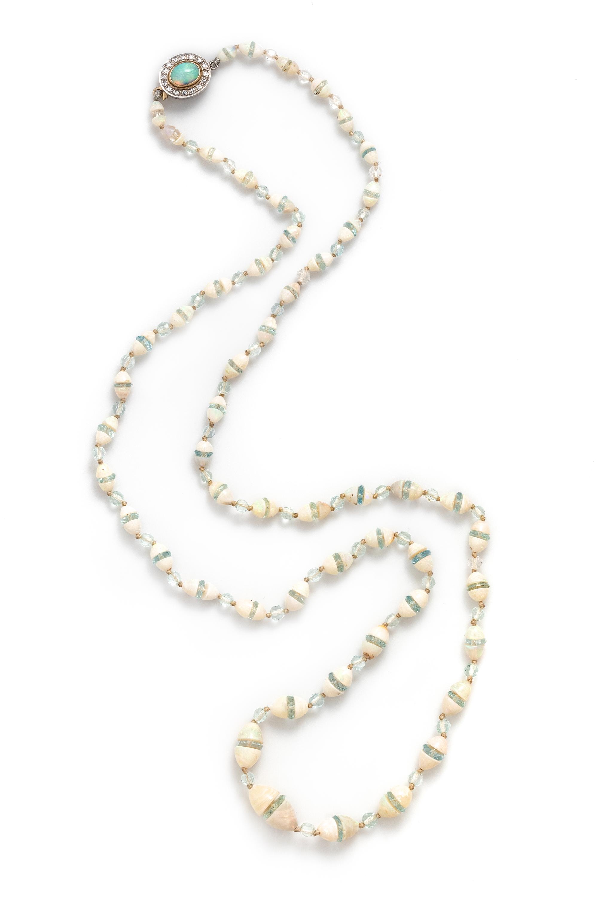 OPAL AND DIAMOND BEAD NECKLACE