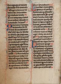 [MANUSCRIPT LEAVES -- BIBLES]. A group of 3 manuscript leaves on vellum, matted together, comprising: