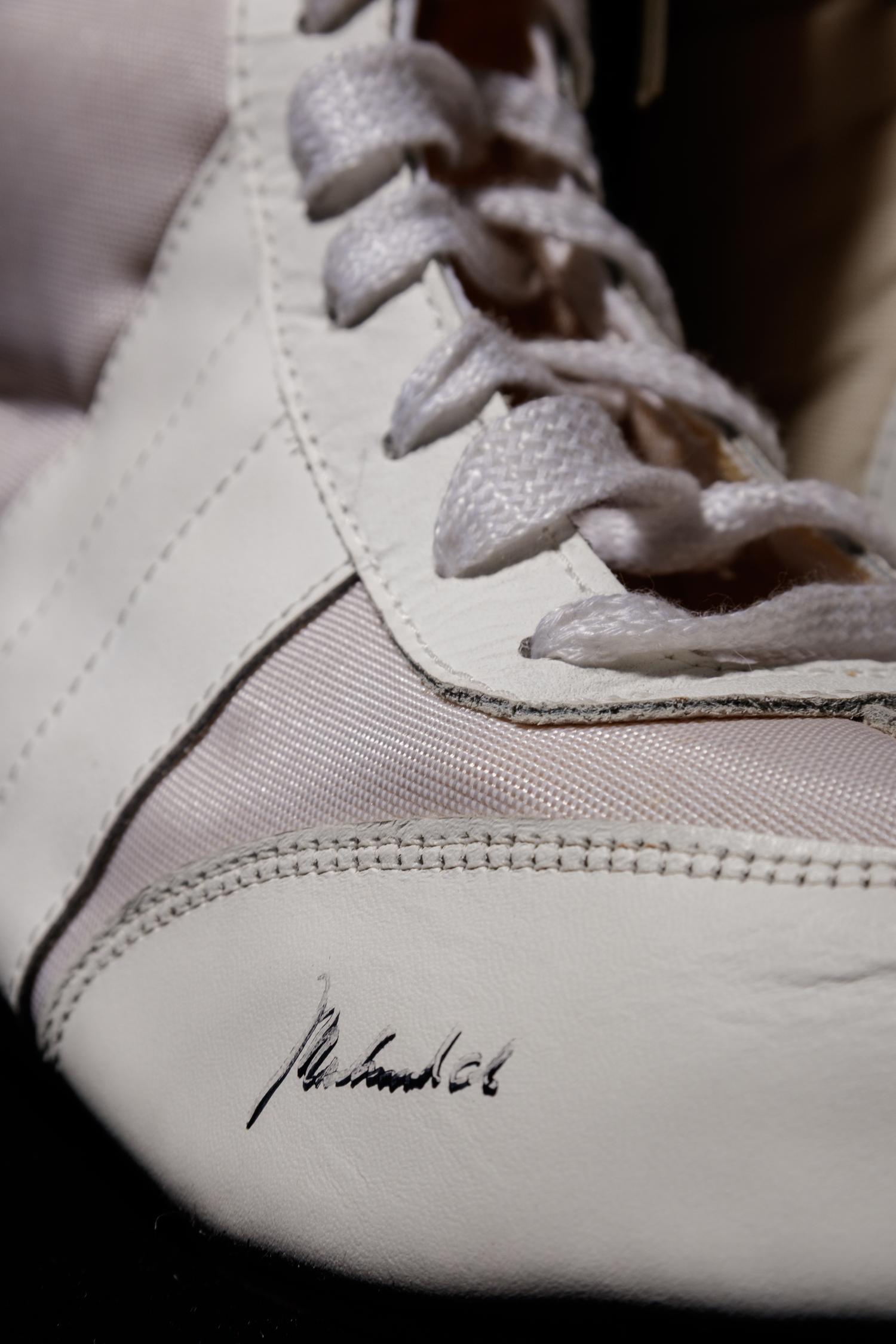 A Pair of Muhammad Ali / Cassius Clay Dual Signed White Everlast Boxing Shoes,