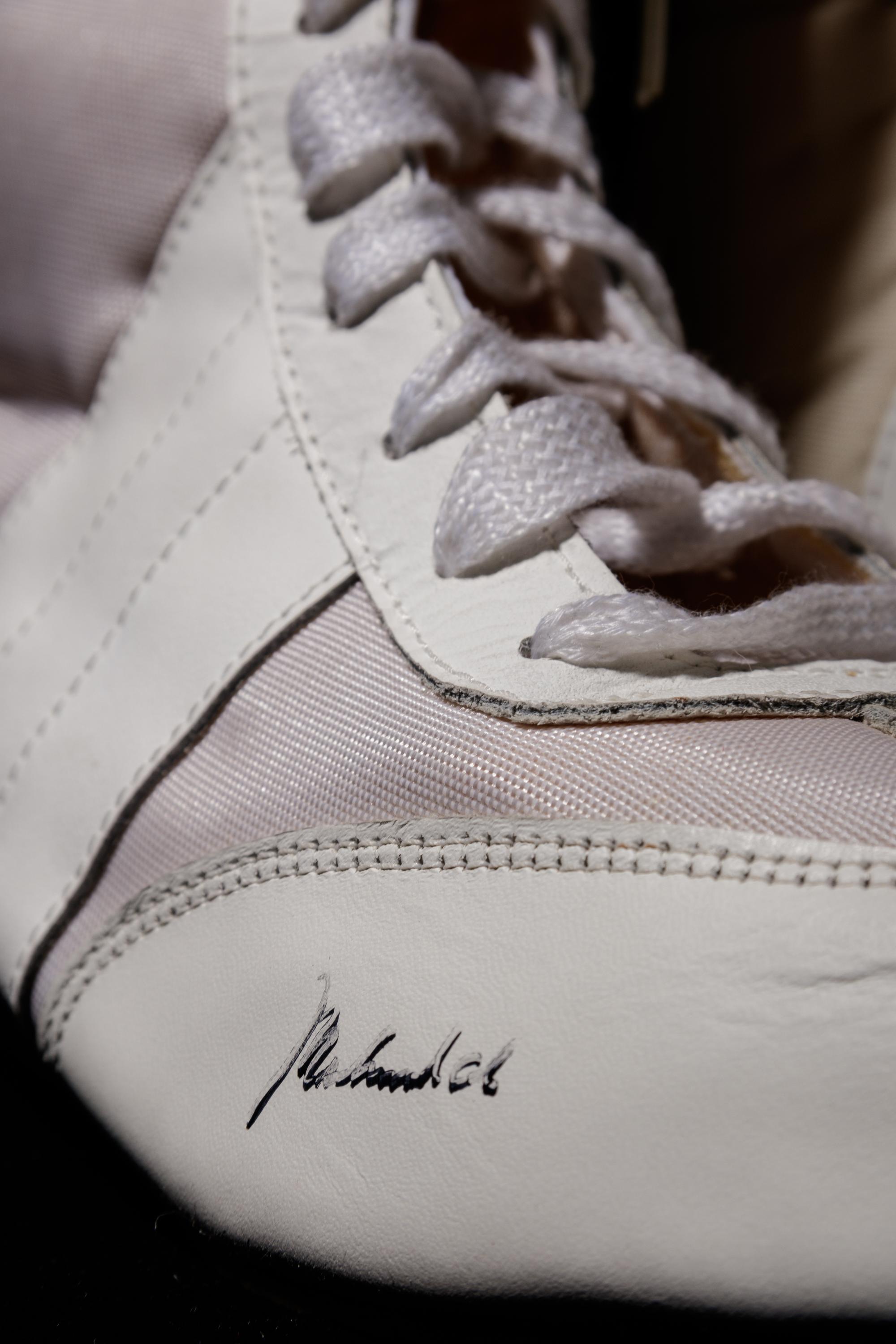 A Pair of Muhammad Ali / Cassius Clay Dual Signed White Everlast Boxing Shoes,