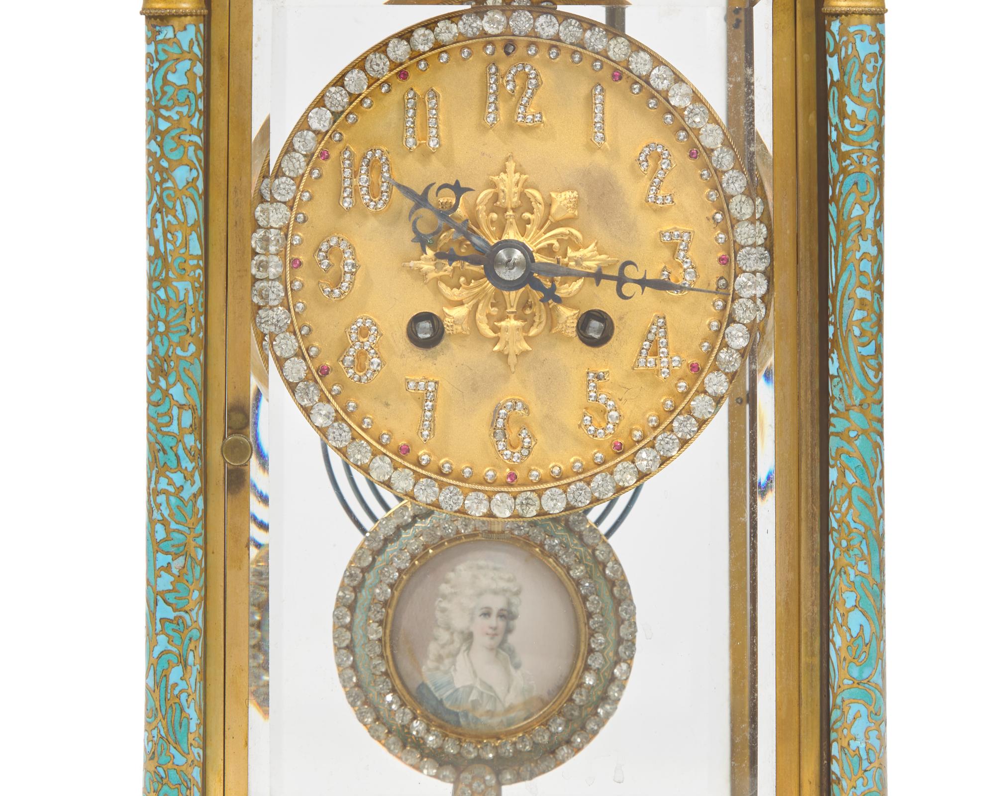 A French cloisonné enamel and gilt bronze mantel clock, Japy Frères & Cie, Paris, late 19th century