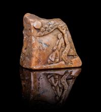 A Carved Soapstone Seal Height 2 1/8 inches.
