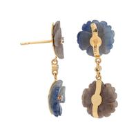 SAPPHIRE AND DIAMOND FLOWER EARRINGS