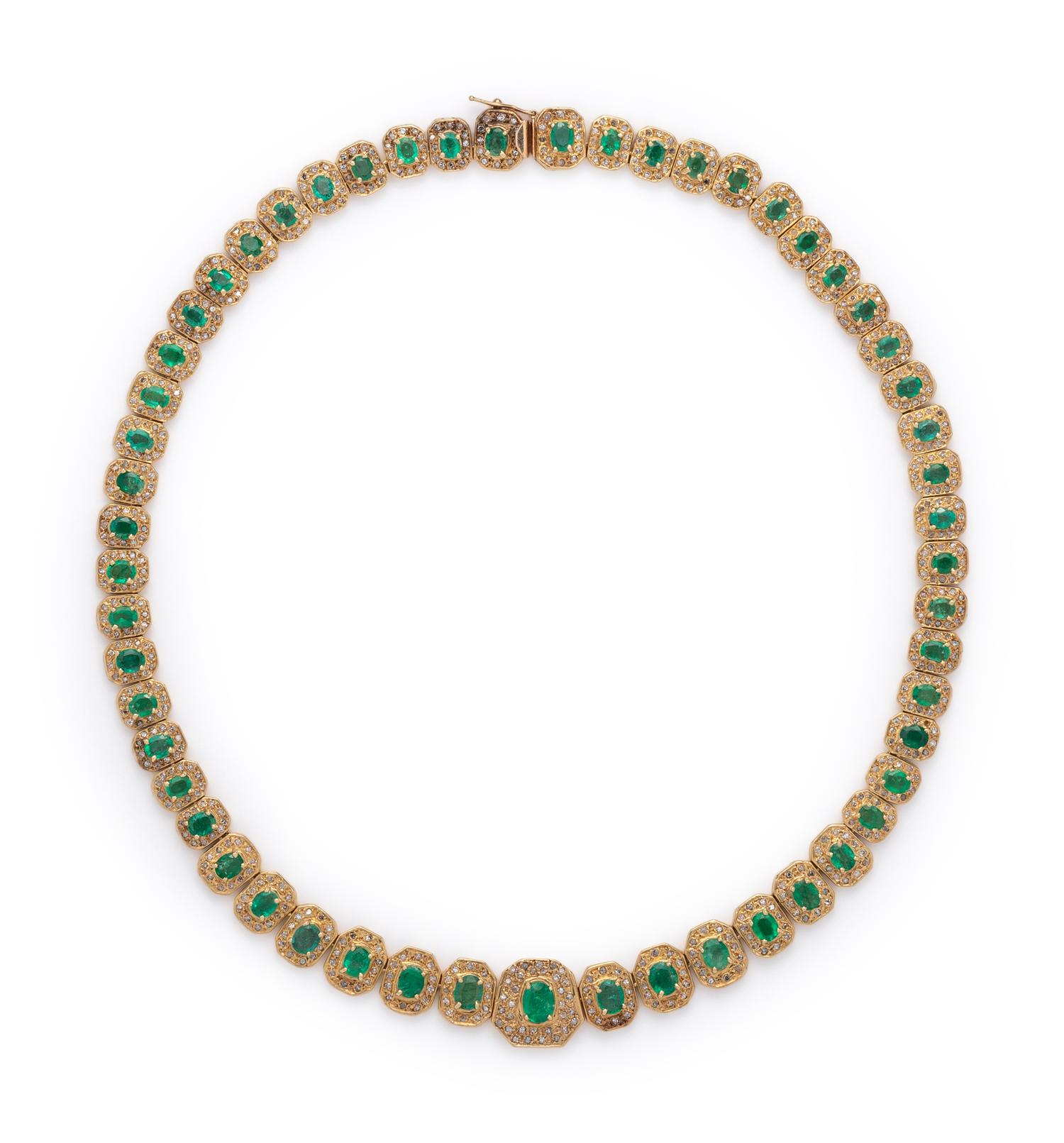 EMERALD AND DIAMOND NECKLACE