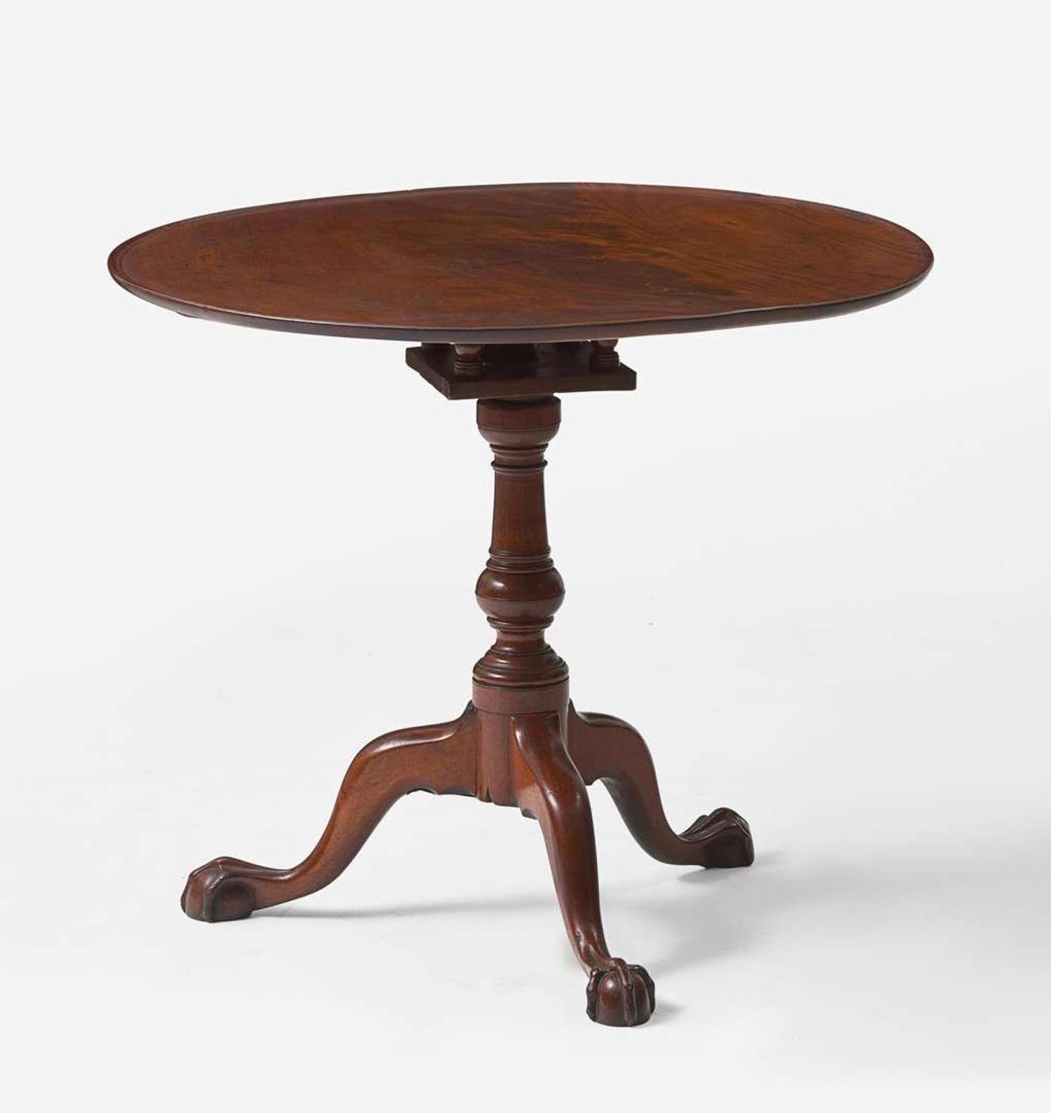 A Chippendale carved walnut tilt-top tea table Labeled George Pickering (active c 1770 to 1784) Philadelphia, PA, circa 1770